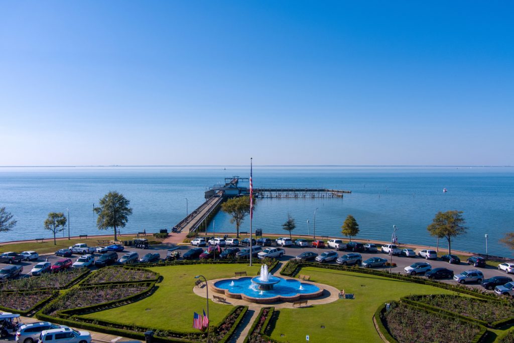 Scenic view of the Fairhope, Alabama Municipal Pier on the eastern shore of Mobile Bay