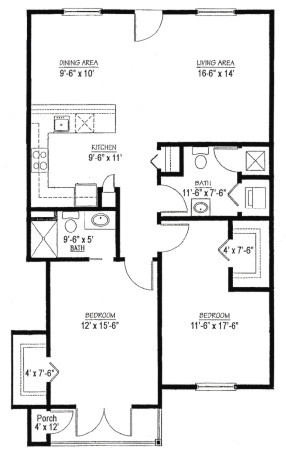 Two Bedroom 1012 sq. ft