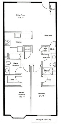 Two Bedroom / Two Bath 1040 sq. ft
