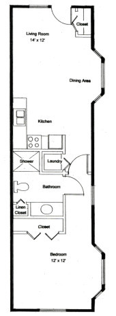 One Bedroom / One Bath 592 sq. ft